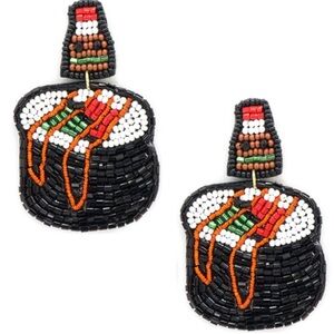 Fashion jewelry roll seed beaded drop earrings